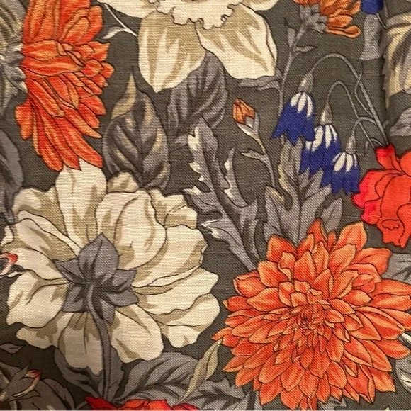 VTG Talbots Long Linen Skirt Sz.12 Green Floral Lined Cottagecore Pockets - Picture 2 of 8